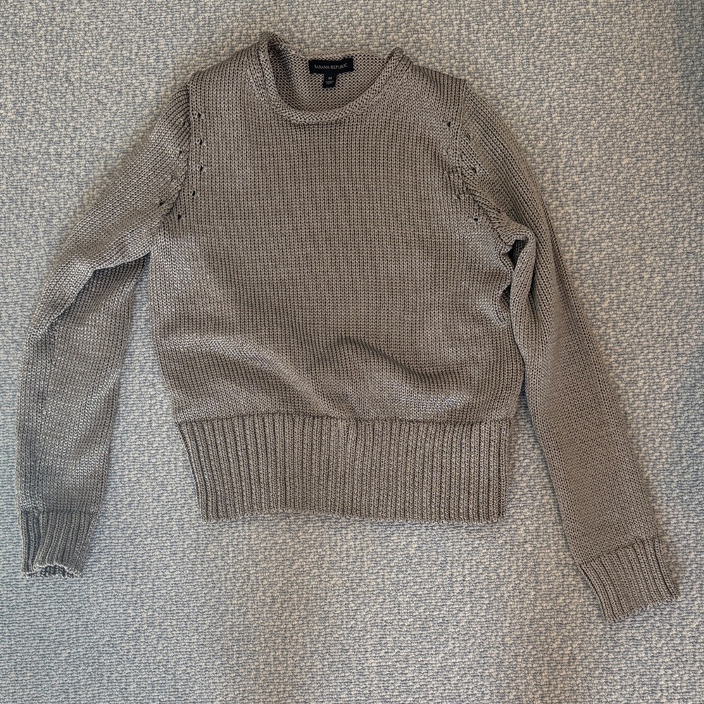 Banana Republic Women's Silver Crew Neck Sweater